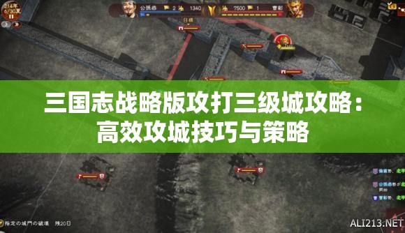 三国志战略版攻打三级城攻略：高效攻城技巧与策略